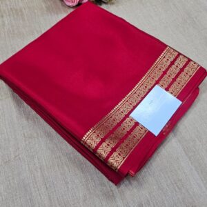 Elegant Magenta Saree with Traditional Gold Woven Border Mysore Crepe Silk Saree